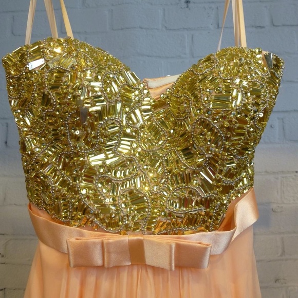 La Femme Beaded Top Strapless Gown - Picture 2 of 8